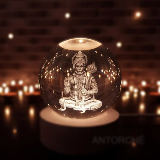 Lord Hanuman 3D Crystal Ball Night Lamp