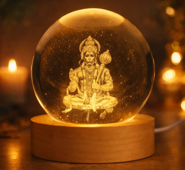Lord Hanuman 3D Crystal Ball Night Lamp
