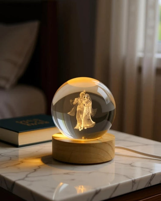 Lord Radha Krishna 3D Crystal Ball Night Lamp