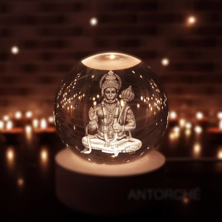 Lord Hanuman 3D Crystal Ball Night Lamp