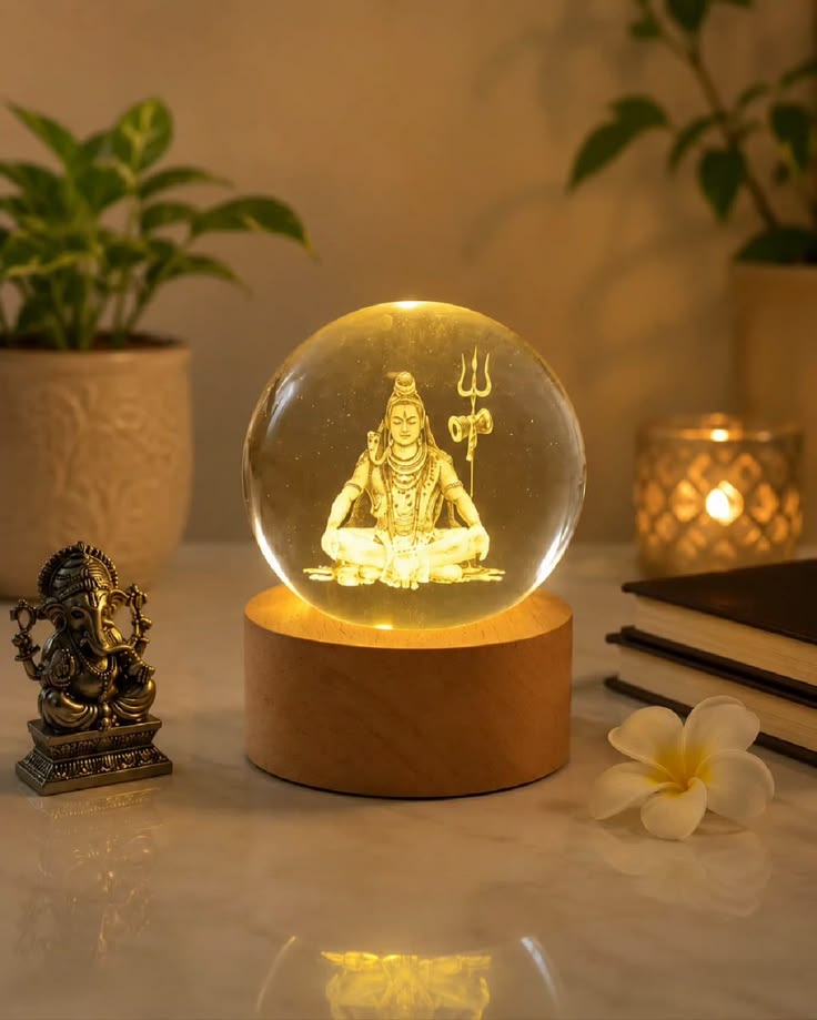 Lord Shiva 3D Crystal Ball Night Lamp