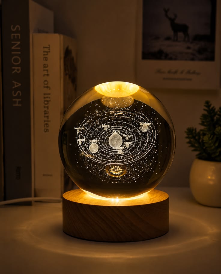 Solar system 3D Crystal ball night lamp