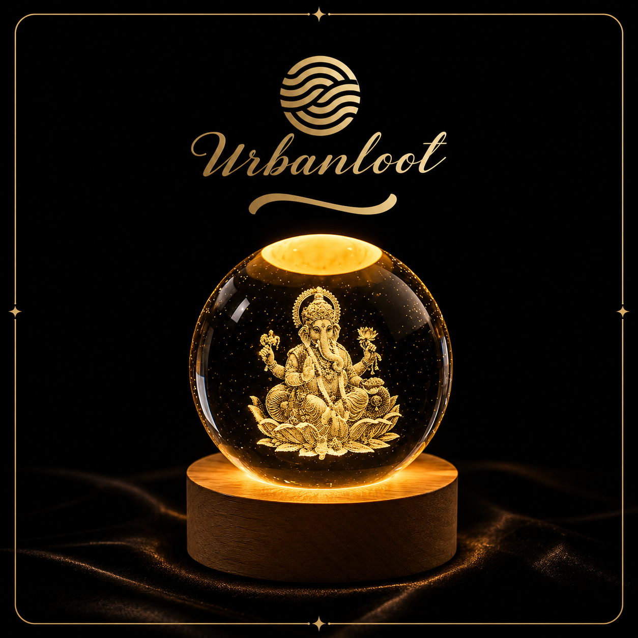 Lord Ganesha 3D Crystal Ball Night Lamp