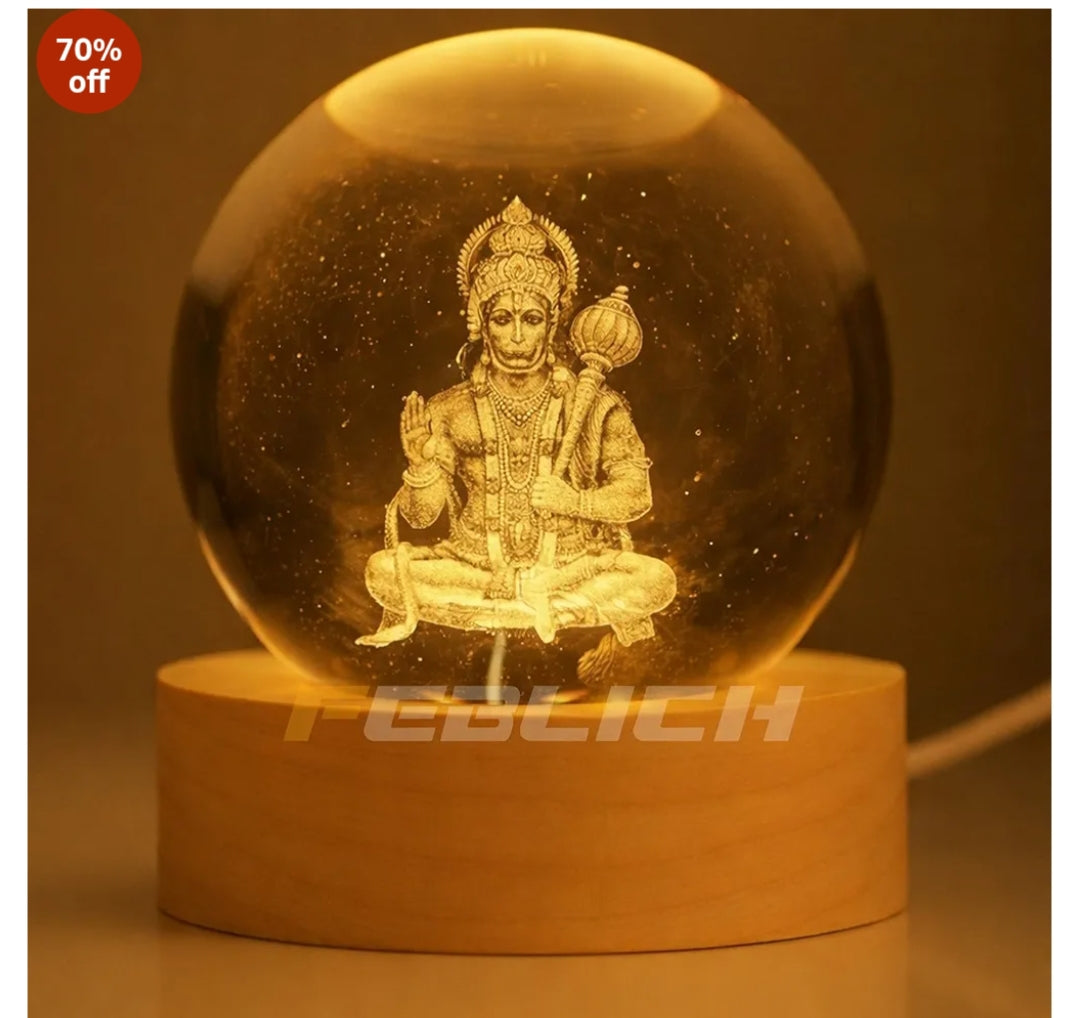 Lord Hanuman Crystal Ball LED