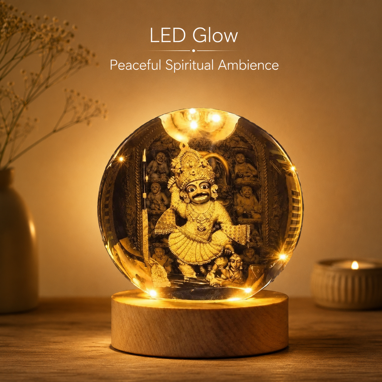 Hanuman ji 3D Crystal Ball LED Night Lamp