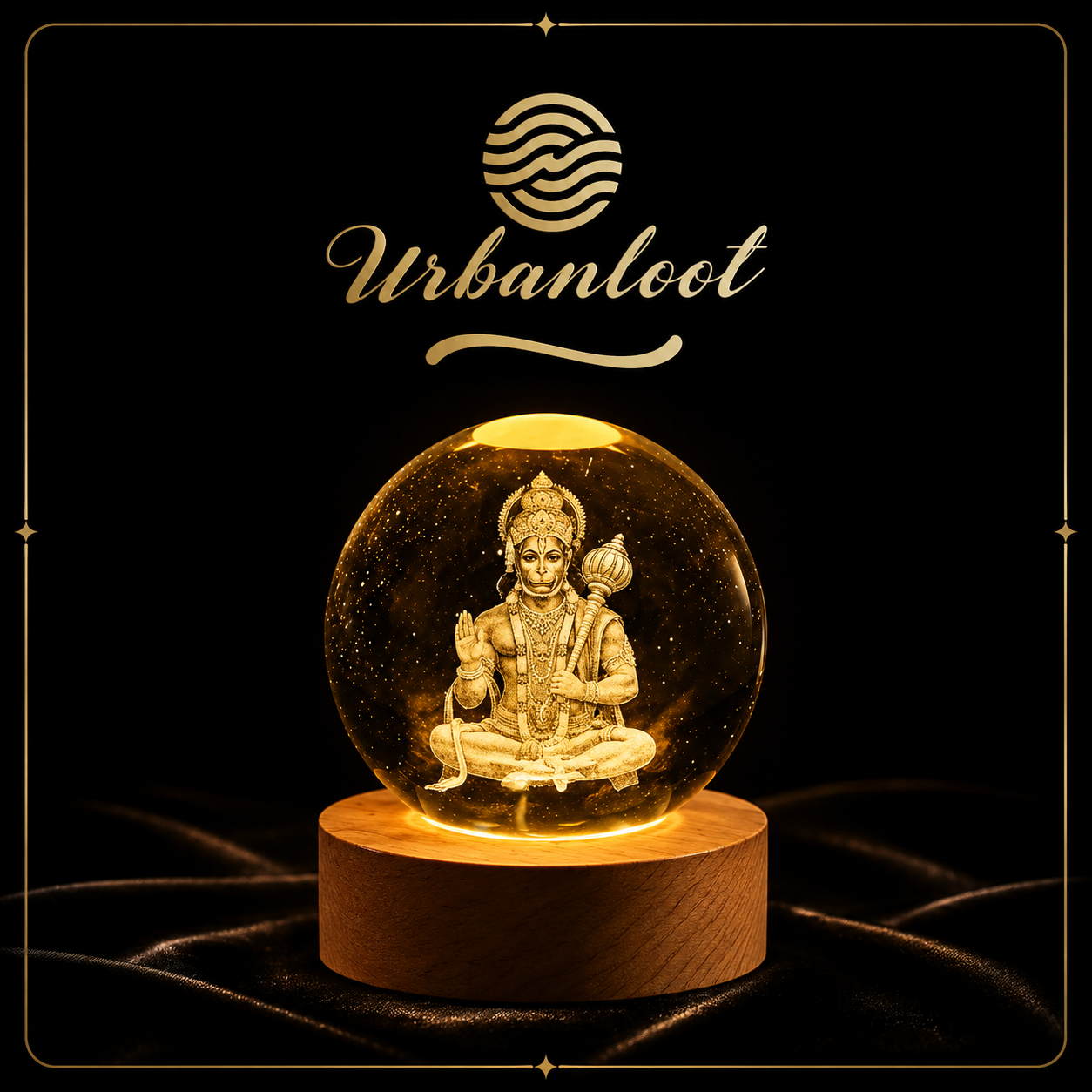 Lord Hanuman 3D Crystal Ball Night Lamp
